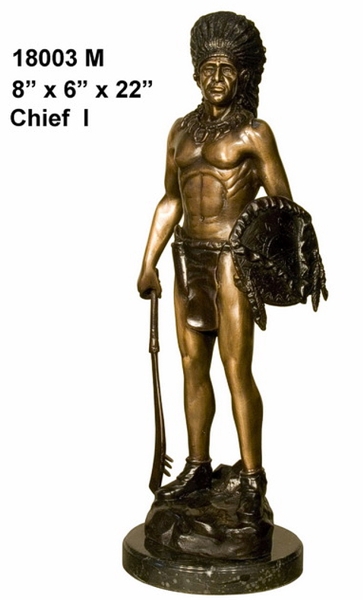 Bronze Indian Warrior Statue - AF 18003M