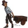 Bronze Boy Pulling Wagon Planter Statue