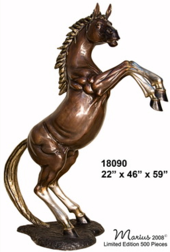 Bronze Rearing Horse Mascot Statue - AF 18090