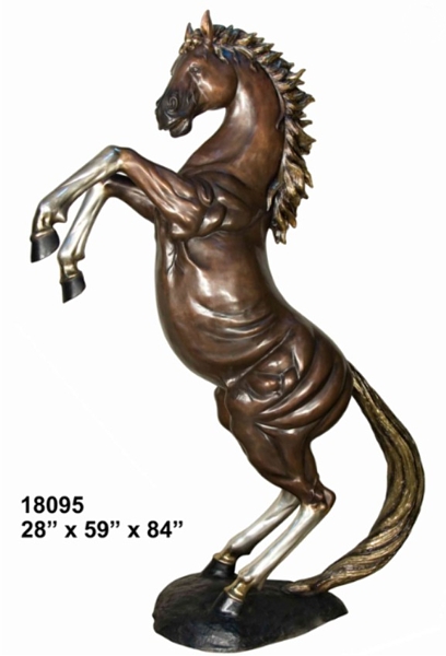 Bronze Rearing Horse Statue - AF 18095