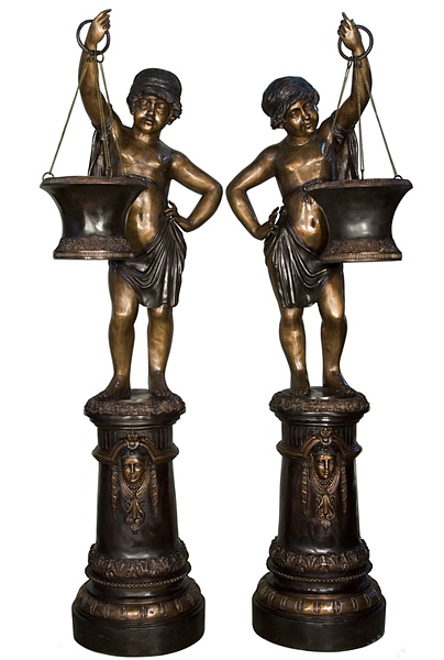 Bronze Boys Planter Statues - AF 18116-18TT