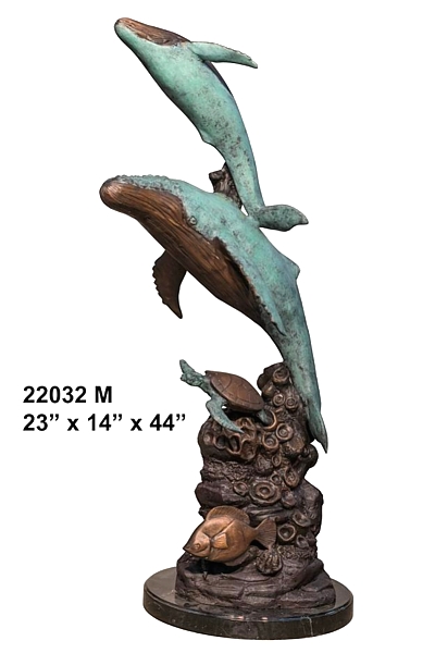 Bronze Humpback Whale & Calf Statue - AF 22032 M