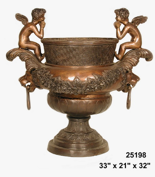 Bronze Cherub Urns - AF 25198