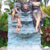 Bronze Lion, Lady, Children Wall Fountain (Can eliminate lady or children)
