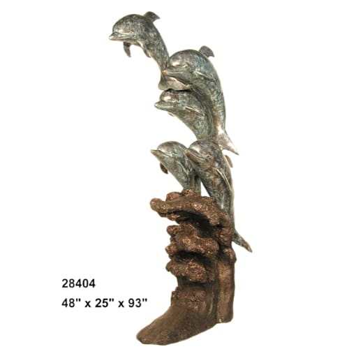 Bronze Jumping Dolphin Fountain Statue - AF 28404