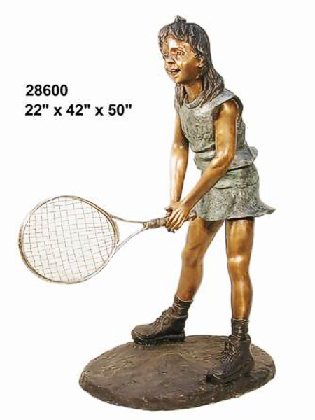 Bronze Girl Playing Tennis Statue