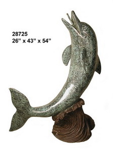 Bronze Jumping Dolphin Fountain Statue - AF 28725-S