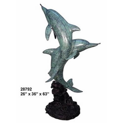 Bronze Jumping Dolphin Fountain Statue - AF 28792