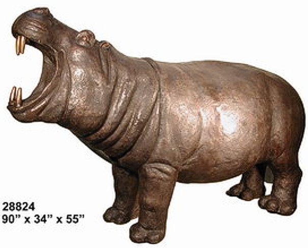 Bronze Hippopotamus Statue - AF 28824