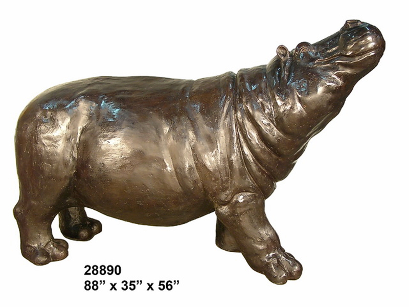 Bronze Hippopotamus Fountain Statue - AF 28890