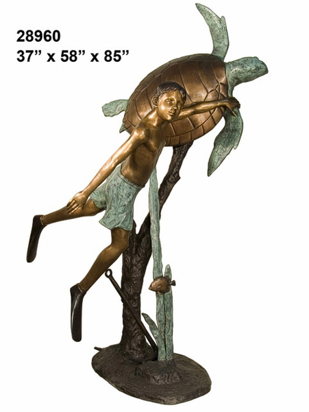 Bronze Boy & Turtle Fountain - AF 28960