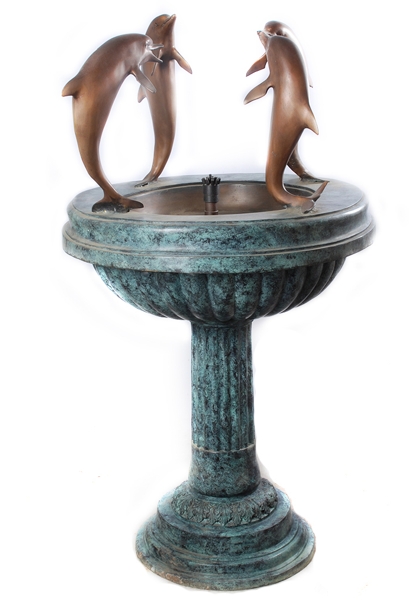 Bronze Jumping Dolphin Fountain Statue - AF 28988