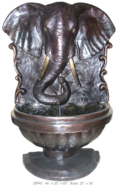 Bronze Elephant Wall Fountain - AF 28990