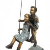 Bronze Sister Brother Wagon Statue