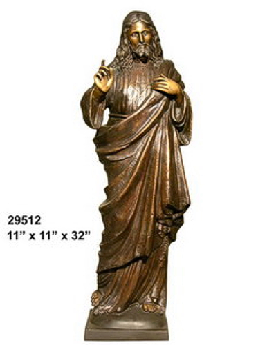 Bronze Jesus Secret Heart Statue - AF 29512