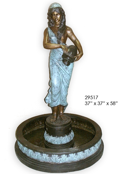 Bronze Maiden in Pond Fountain - AF 29517