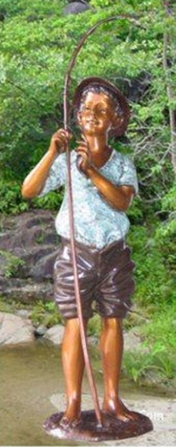 Bronze Boy Fishing Statue - KT 410-8