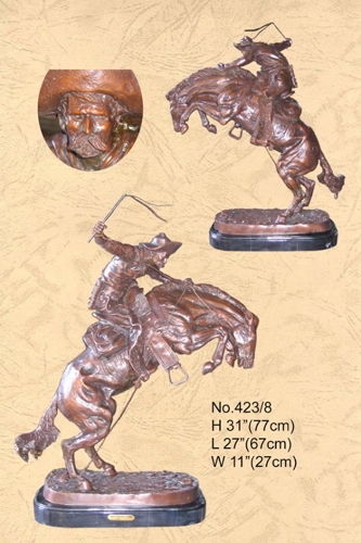 Frederic Remington Bronze Bronco Buster Statue - BB 423/8