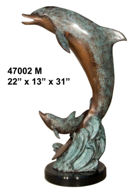 Bronze Jumping Dolphin Fountain Statue - AF 47002 M