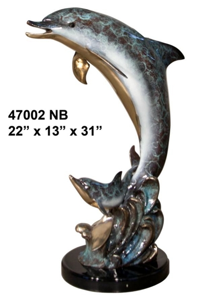 Bronze Jumping Dolphin Fountain Statue - AF 47002 NB