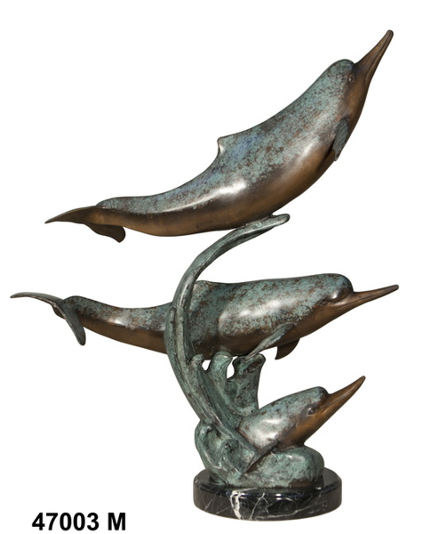 Bronze Jumping Dolphin Statue - AF 47003