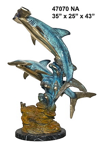 Bronze Hammerhead Shark Statue - AF 47070 NA