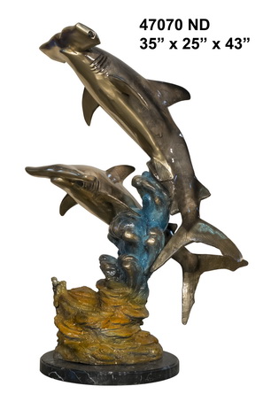 Bronze Hammerhead Shark Statue - AF 47070 ND