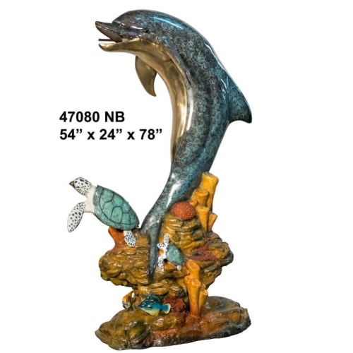 Bronze Jumping Dolphin Fountain Statue - AF 47080 NB-F