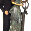 Bronze Girl Harp Statue