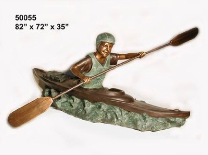 Bronze Boy in Canoe Statues - AF 50055