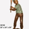 Bronze Baseball Catcher Statue