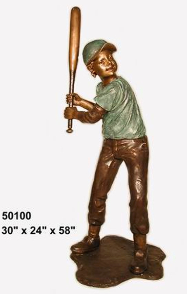 Bronze Boy Baseball Batter Statue - AF 50100