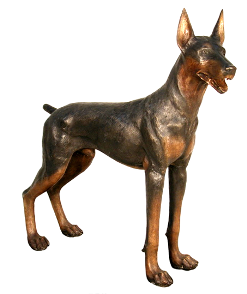 doberman yard statue