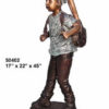 Bronze Boy with Backpack Statue