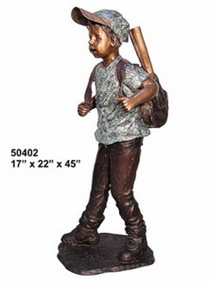 Bronze Boy with Backpack Statue - AF 50402