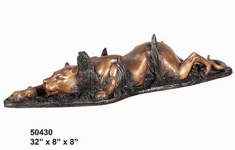 Bronze Lurking Lioness Statue - AF 50430