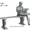 Bronze Man Reading on Bench Statue
