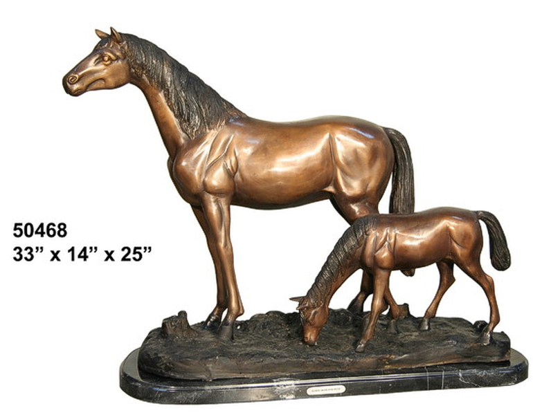Bronze Mare & Foal Horse Statue - AF 50468M