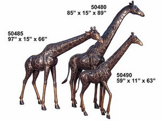 Bronze Giraffe Family Statues - AF 50480-85-90