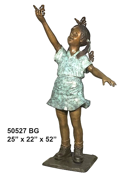 Bronze Girl & Butterfly Statue - AF 50527