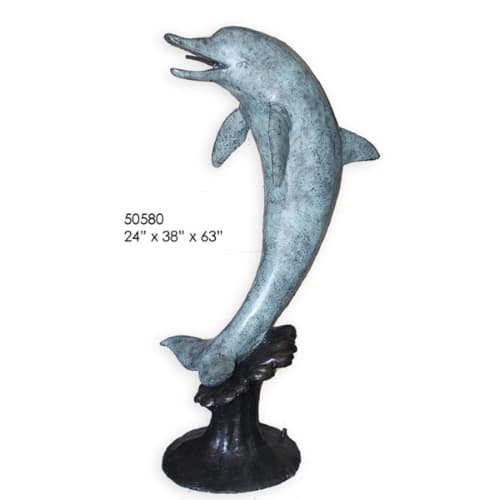 Bronze Jumping Dolphin Fountain Statue - AF 50580