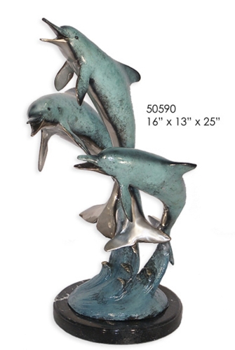 Bronze Jumping Dolphin Fountain Statue - AF 50590