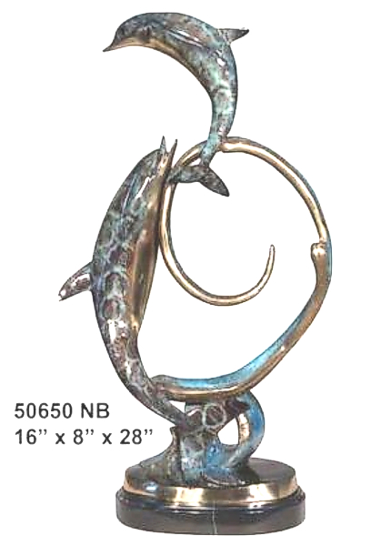 Bronze Jumping Dolphin Fountain Statue - AF 50650NB