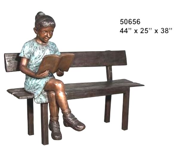 Bronze Child on Bench Reading - AF 50656