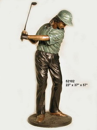 Bronze Golfer Girl Statue