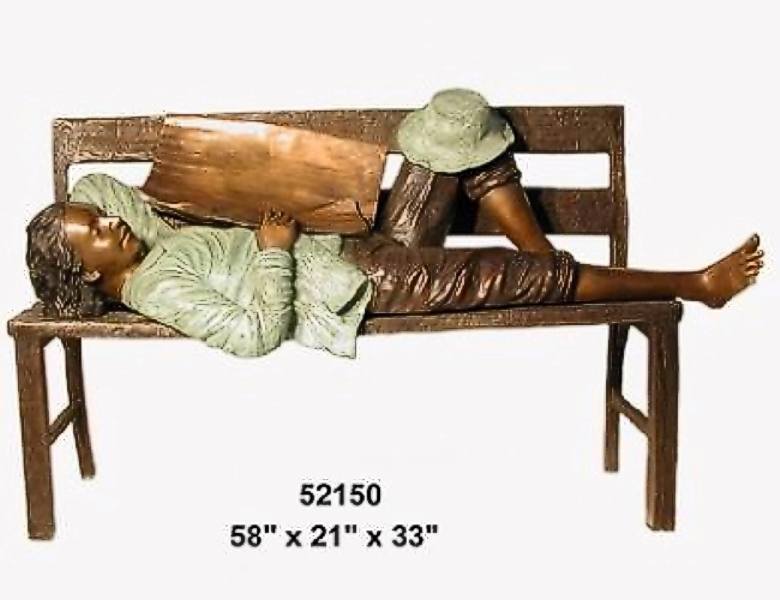 Bronze Child on Bench Reading - AF 52150