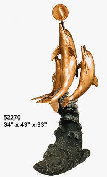 Bronze Jumping Dolphin Fountain Statue - AF 52270