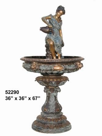 Bronze Lady Water Jug Fountain - AF 52290