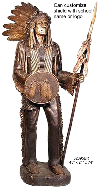Bronze Indian Chief Mascot Statue