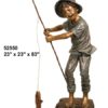 Bronze Boy & Dog Fishing From Tree Statue